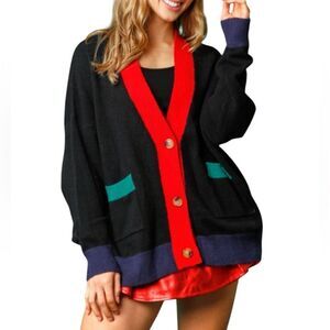 Fantastic Fawn Sequin Nutcracker Button Down Cardigan(Size Large)